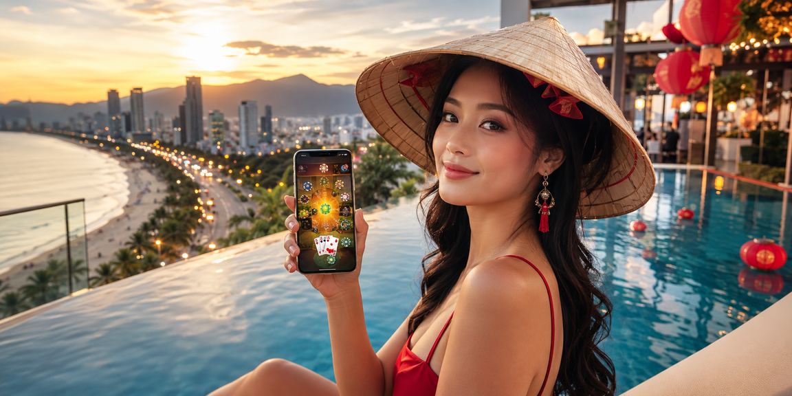 Người phụ nữ đội nón lá tại Đà Nẵng tham gia trò chơi bài trực tuyến