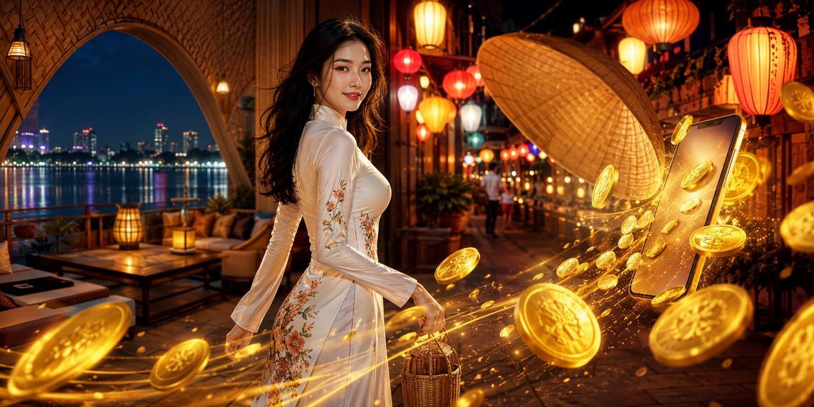 Người dùng tại Hà Nội đăng ký tài khoản casino trực tuyến với hình ảnh nón lá truyền thống